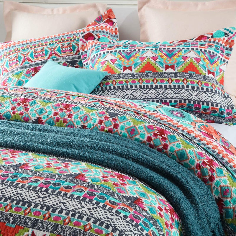 NEWLAKE Cotton Bedspread Quilt Sets-Reversible Patchwork Coverlet Set,Boundless Universe Pattern,King Size - Image 4